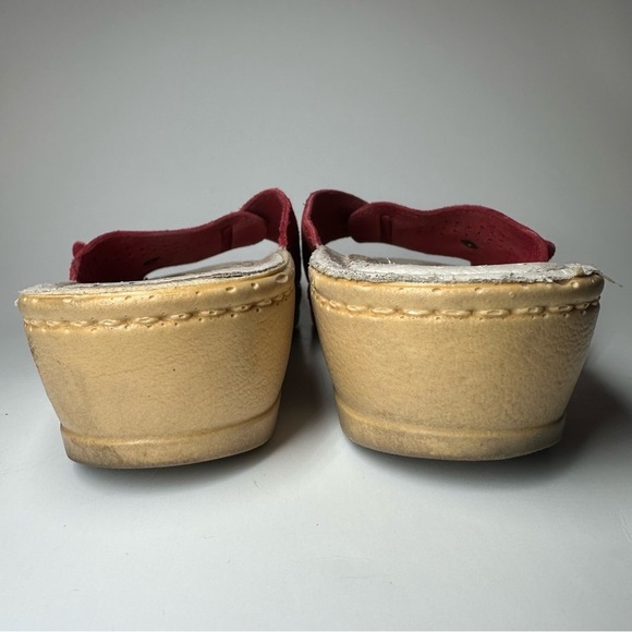Fly Flot Suede Wedge Slides Women's US 7.5 EU 38 Red Anti Shock Italy Comfort - Picture 9 of 13